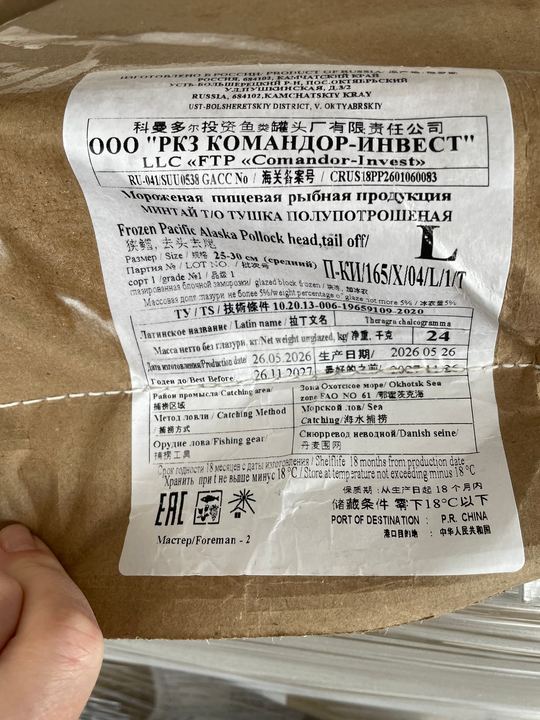 Фото Минтай ТУШКА бг бх L (25-30 см) 1/24 (2*12)